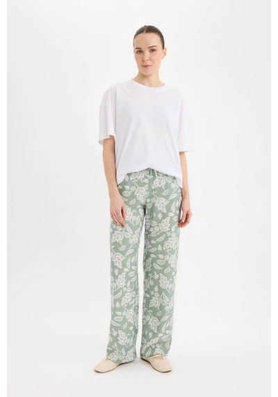 DeFacto Rahat Pantolon Wide Leg Geniş Bol Paça Desenli Yüksek Bel C4042AX25SPKH434