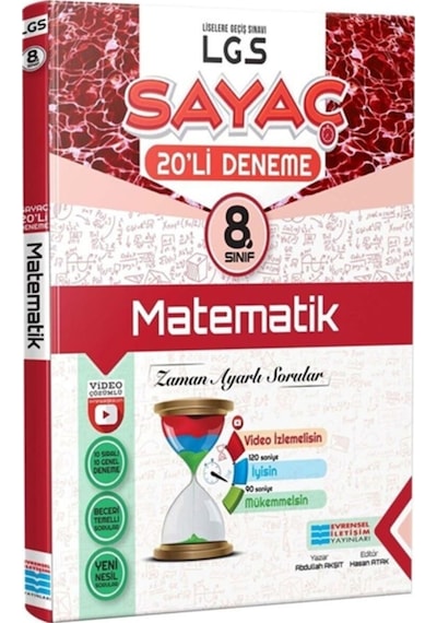 8. Sınıf LGS Matematik Video Çözümlü 20'li Sayaç Deneme- Evrensel İletişim Yayınları