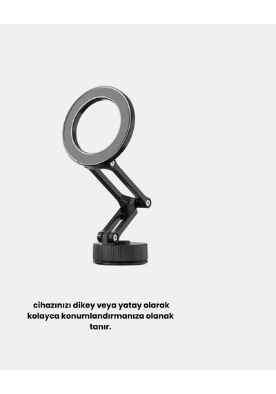 Hubrendy Tekno 360 Dönebilen Katlanır Manyetik Araç Telefon Tutucu Magsafe Uyumlu, Kompakt Ve Şık Diğer