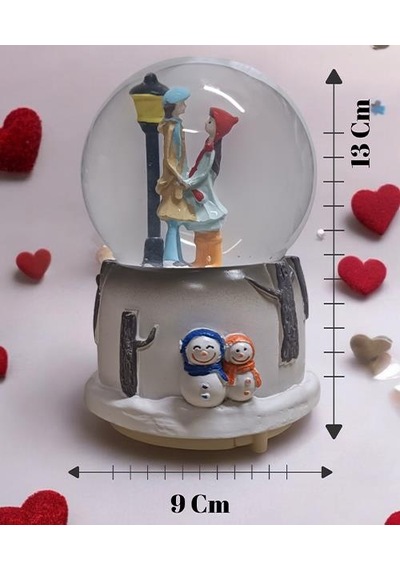 Romantik Sevgili Renk Değiştiren Ve Müzikli Orta Boy Kar Küresi
