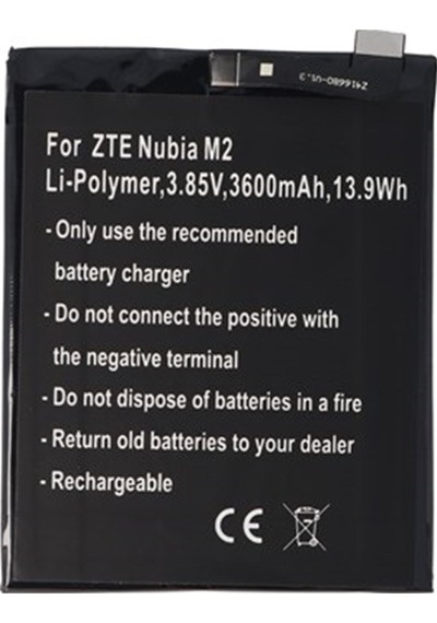 Pil Zte Nubia M2 li-Polimer 3.85V 3600 Mah 13.9Wh Yerleşik