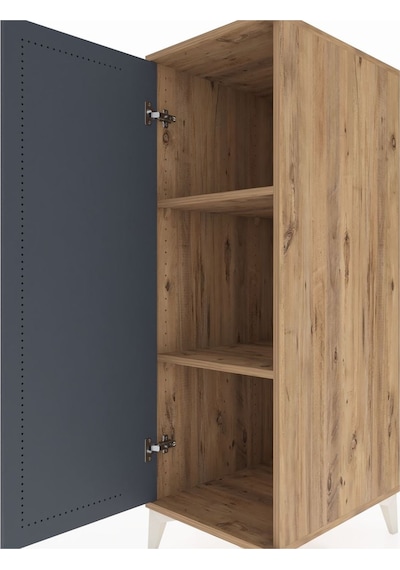 Kronos Dolap 2 Raflı Tek Kapaklı 44x59x134 Çam-antrasit Çam