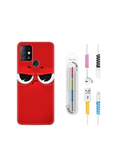 Infinix Hot 9 Kılıf Kablo Koruyuculu Red 1829