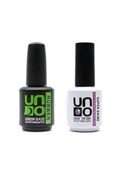 Uno Gelpolish Uno Top Coat Super Shine - Uno Rubber Base Coat 15m