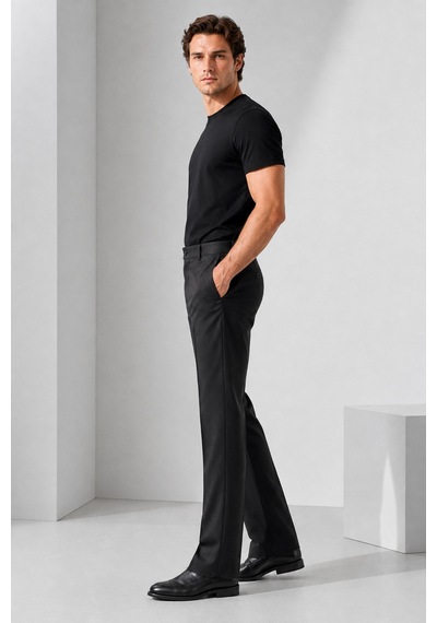 Bihan Store Erkek Düz Kesim Zeta Gabardin Kumaş Slim Fit Pantolon 2026-siyah