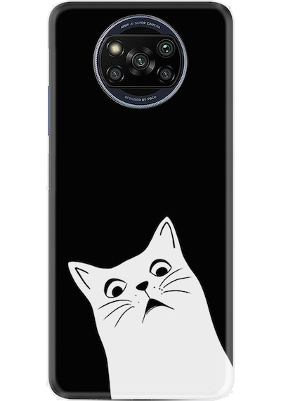 Xiaomi Poco X3 Pro Kılıf Resimli Desenli Silikon Platinium Series Şaşkın Kedi 1900