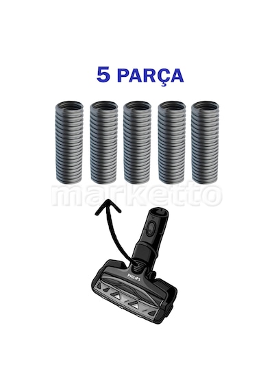 Philips Speedpro Max 7000 Xc7043/01 Uyumlu Emici Başlık Ara Hortumu, 5 Adet
