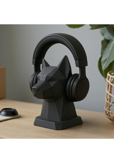 Happy3dworld Köpek Figürlü Kulaklık Standı, 3d Baskı Low Poly Masaüstü Düzenleyici
