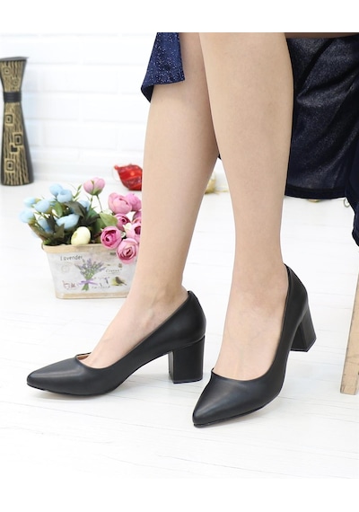 Nesil Shoes Bln 410 Siyah Günlük Topuklu Kadın Ayakkabı-siyah Siyah