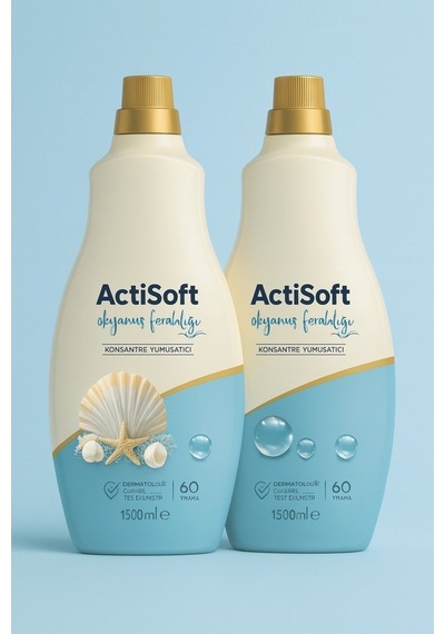 Actisoft Yumuşatıcı Okyanus Ferahlığı 2 X 1500 Ml 120 Yıkama İçin Konsantre Formül 2'li Set