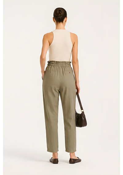 Lili Woman Kadın Premium Cep Kapaklı Gabardin Pantolon Relaxed Fit P.p006 Olive
