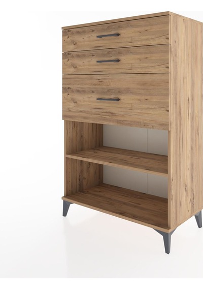 Hyperion Dolap Tek Raflı 3 Çekmeceli 88x44x134 Çam-çam Atlas Çam
