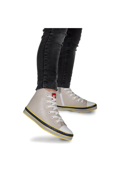 Kiko Kids Pant Günlük Bağcıklı Fermuarlı Erkek Bebek Spor Ayakkabı Gri Gri