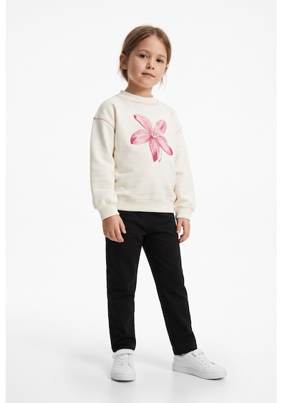 Toontoy Kids Toontoy Kız Çocuk Baskılı Karyoka Dikişli Sweatshirt Ekru