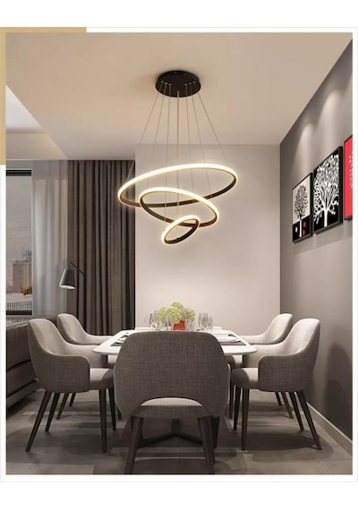 3lü Halka Model Sarkıt Modern Led Beyaz Işık Ultra Powerh