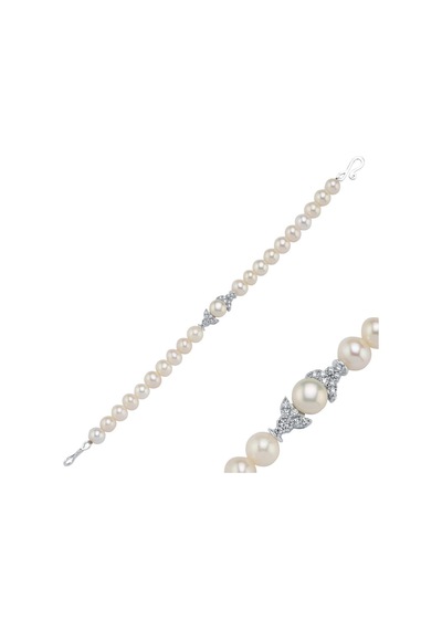 6,5 Mm Doğal İnci Bileklik 21 Cm / Beyaz Beyaz Beyaz Altın