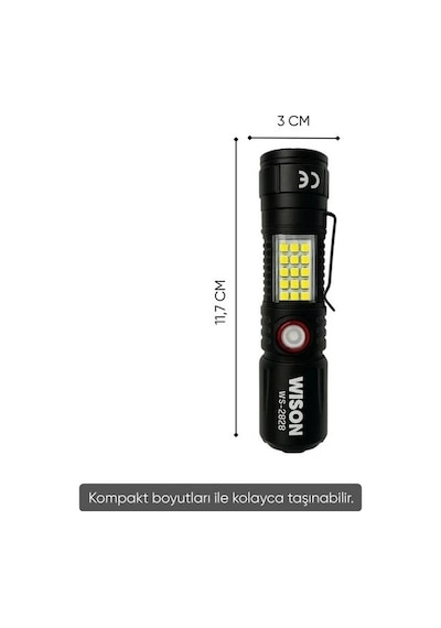 Wison Ws-2828 1000 Lümen Mıknatıslı Usb Şarjlı El Feneri Çok Renkli