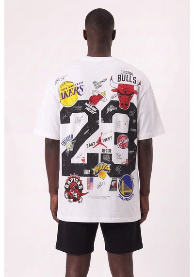 Blow Up Nba 23 Beyaz Oversize Erkek T-shirt 11278 SİYAH