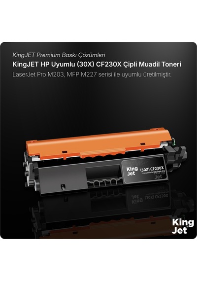 Kingjet Hp Uyumlu 30x Cf230x Yüksek Kapasiteli Çipli  Uyumlu Toneri Laserjet Pro Mfp M227sdn