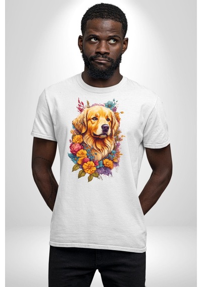 Golden Çiçekli Baby Face Unisex Unisex Beyaz Organik Baskılı T-shirt Penye Yüksek Kalite Beyaz