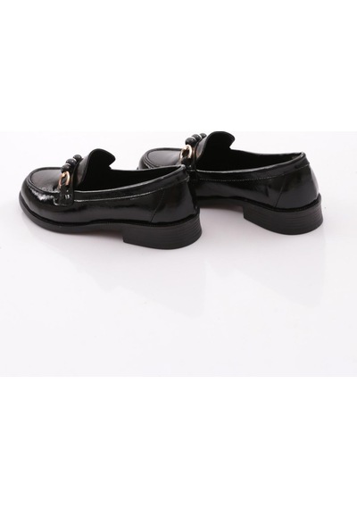 Dgn 2624412 Kadın Tokalı Loafer Ayakkabı Siyah Rustik