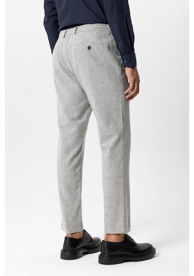 Back And Bond Açık Gri Slim Fit Beli Bağcıklı Yünlü Jogger Pantolon Çok Renkli