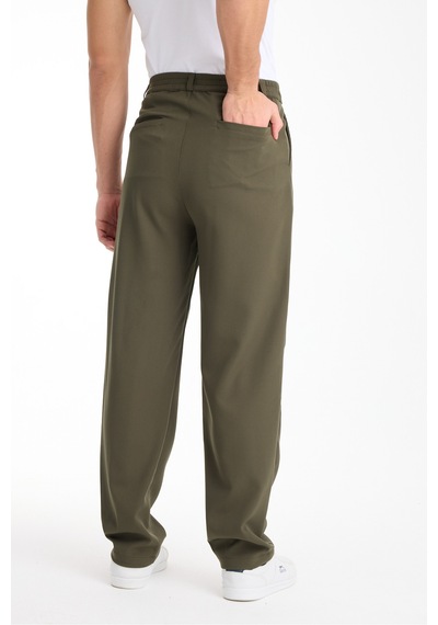 Gugus Erkek Baggy İthal Kumaş Pantolon Haki