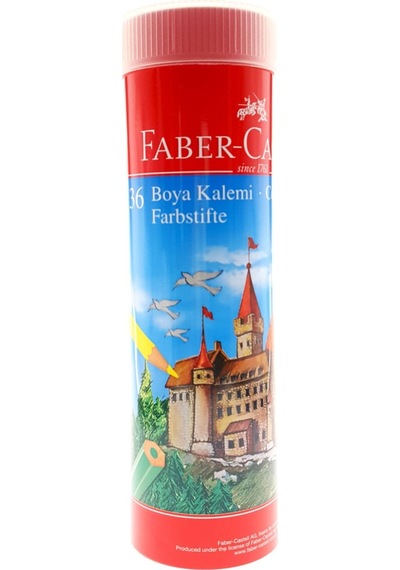 Faber-castell 36 Renk Metal Tüp Uzun Boy Kuru Boya Kalemi Beyaz