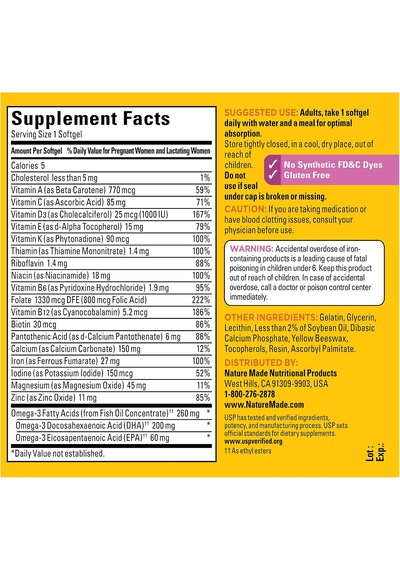 Naturemade Prenatal Folic Acid+dha 110 Softgels Orijinal Usa Menşeii Dmmedicineden