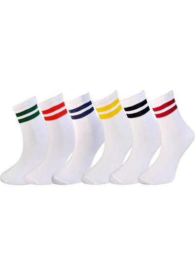 Silk Step 12'lı Paket Casual-spor-kolej -tenis Çorabı Çemberli Ve Beyaz Asorti