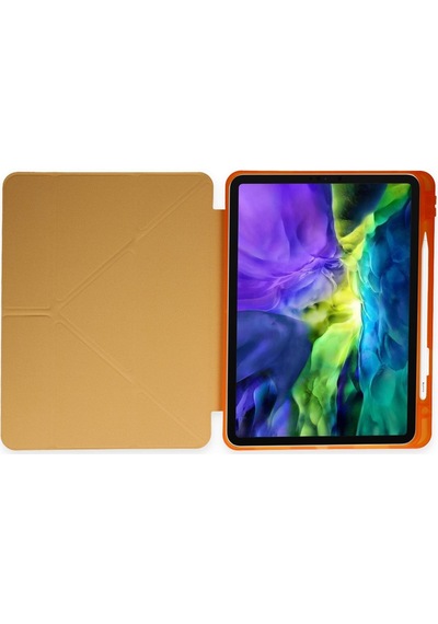 İpad Air 2 9.7 Uyumlu Kılıf Kalem Bölmeli Uyku Modlu Smart Case - Sarı Kapaklı Kılıf
