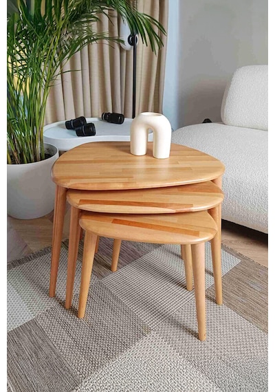 Fawdecor Amorphous Orta Sehpa Ve 3'lü Zigon Sehpa Seti Naturel