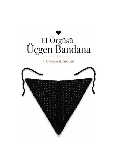 El Örgüsü Saç Bandanası Bohem Bone Yazlık Kombin Bandana Saç Aksesuarı Siyah