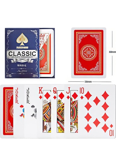 Kırmızı Pvc Plastik Su Geçirmez İskambil Poker Oyun Kağıdı Rd62kr