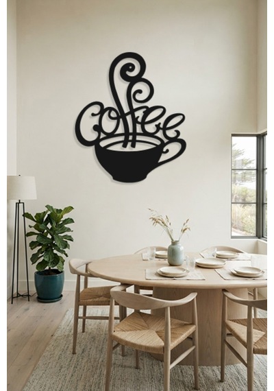 Coffee Metal Duvar Tablosu - Duvar Dekoru - Siyah - 83 X 100 Cm