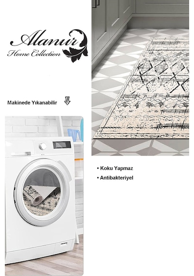 Dekoreko Kaymaz Taban Djt Mutfak Halısı Trend Iskandinav M5141 gri