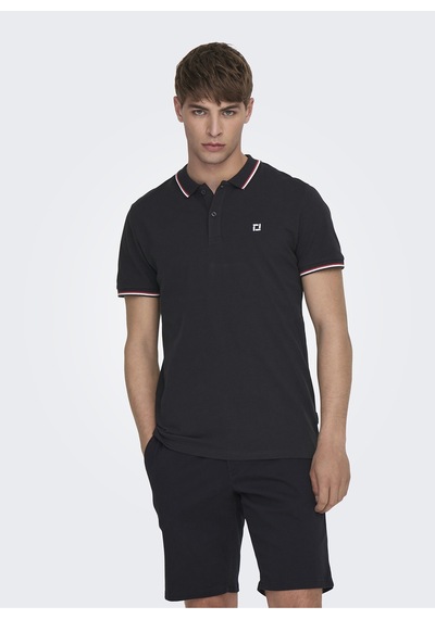 Only & Sons Düz Siyah Erkek Polo T-shirt - 22024827