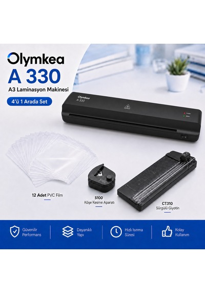 Olymkea A330s A3 Laminasyon Makinesi 4in1set Ve Hediye 12 Adet Pvc Film