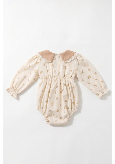 Joy Kids Kız Bebek Fisto Yakalı Romper Zıbın Lüx Elbise 3-18ay Bej