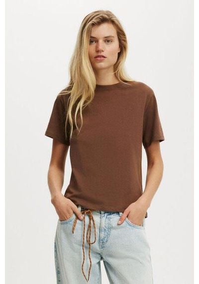 Seeh Kahverengi Basic Kısa Kollu Kadın T-shirt Sh280