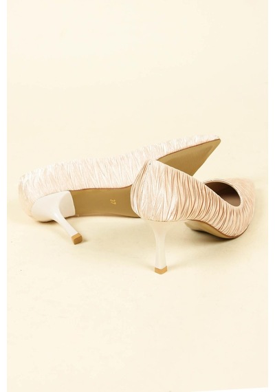 Birikon Pliseli Saten Stiletto Ten-6220 Ten