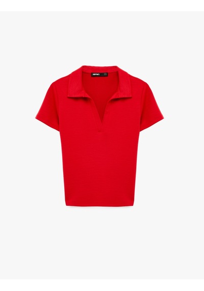 Koton Regular Fit Kısa Kollu Kesik Polo Yaka Tişört Kırmızı 6sak50190ek Kırmızı