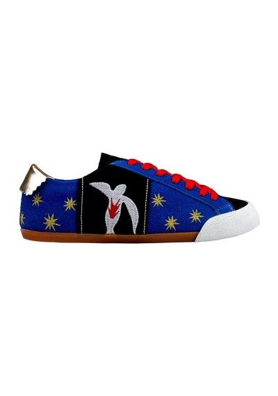 Kadın Vegan Deri Mavi Sneakers - Matisse Tasarım Çok Renkli