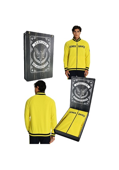 Fenerium Fenerbahçe Sarı Tribün Lazer Kutulu Arma Detay Erkek Sweatshirt Lacivert