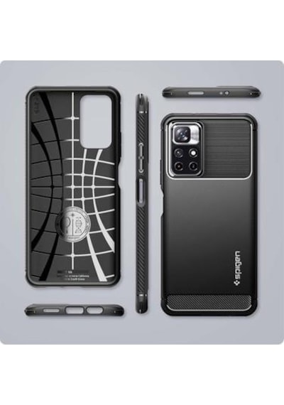 Spigen Redmi Note 11t 5g İle Uyumlu Kılıf Rugged Armor Matte Black