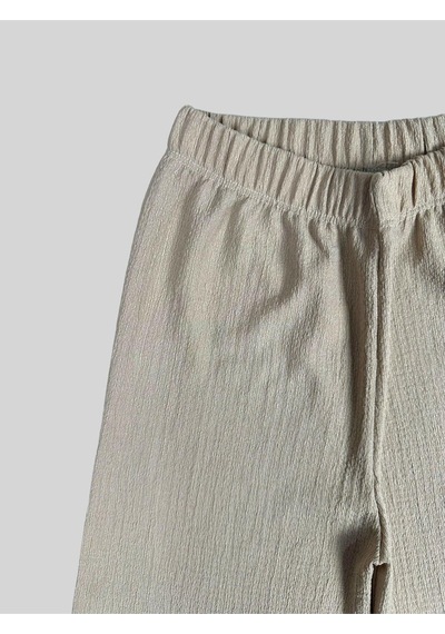 Krem Bürümcük Bol Paça Pantolon 2062-7 Krem