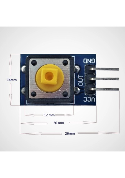 12x12mm Push Buton Switch Modül Sarı Kapak 1 Adet