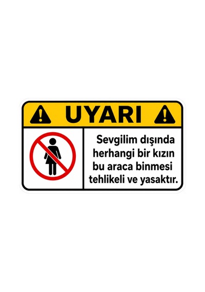 Araba Sticker Oto Aksesuar Espirili Uyarı Etiketi 10x5 Cm