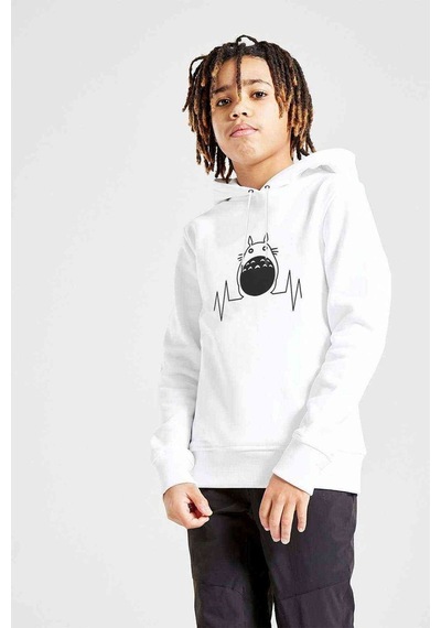 Tshirthane My Neighbor Komşum Totoro Baskılı Unisex Çocuk Kapüşonlu Sweat (528859988) Beyaz