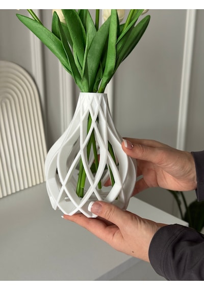 3d Dekoratif Modern Tasarımlı Şık Ve Zarif. Gösterişli Sahha Vazo. Masa Vazo. Salon Vazo Beyaz